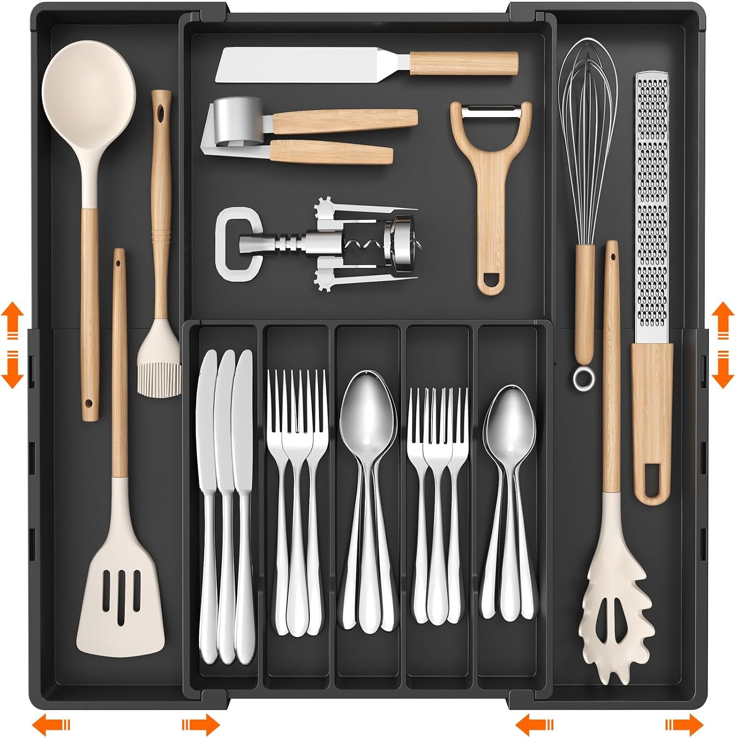 Lifewit Expandable Silverware Drawer Organizer, Utensil Tray for Kitchen